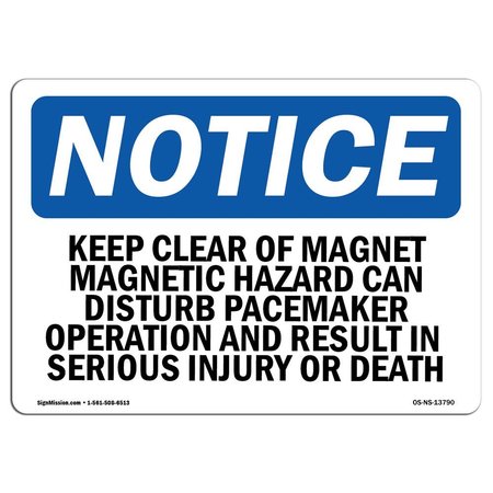 SIGNMISSION OSHA Sign, 18" H, 24" W, Rigid Plastic, Keep Clear Of Magnet Magnetic Hazard Can Sign, Landscape OS-NS-P-1824-L-13790